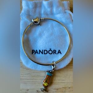 Infinity Heart Clasp Bangle Bracelet Sterling Silver